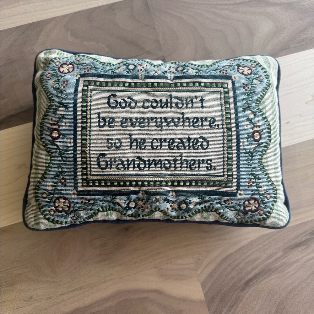 Vintage Blue and Green embroidered throw Pillow